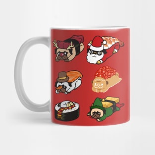 Sushi Pug Christmas Mug